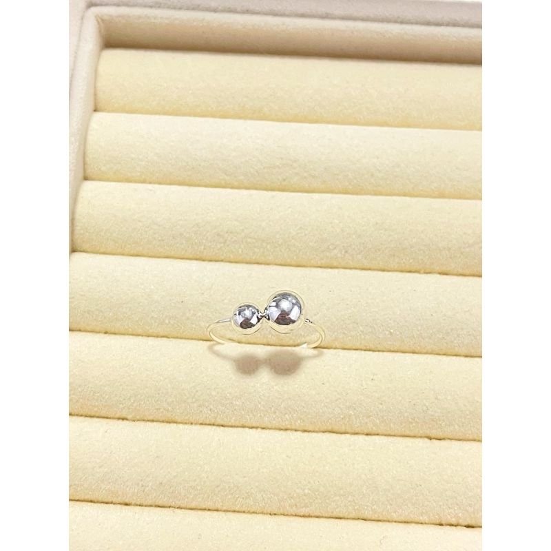 Anel com bola dupla em prata 925