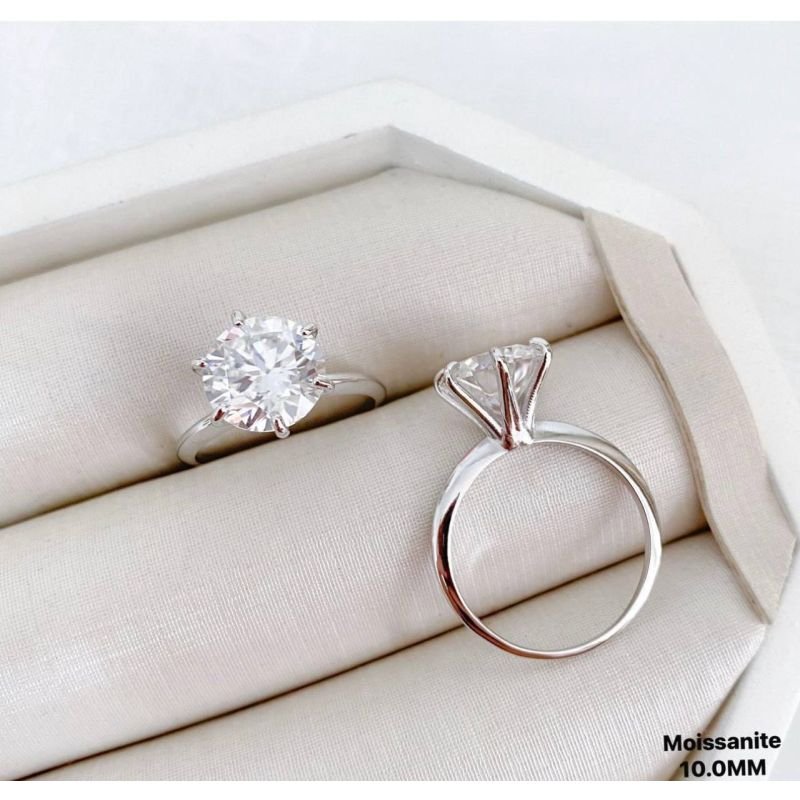 Anel Moissanite 10MM em prata 925