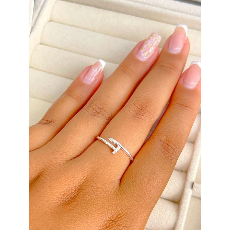 Anel prego fino em prata 925