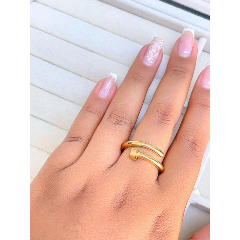 Anel prego grosso banhado a ouro 18k