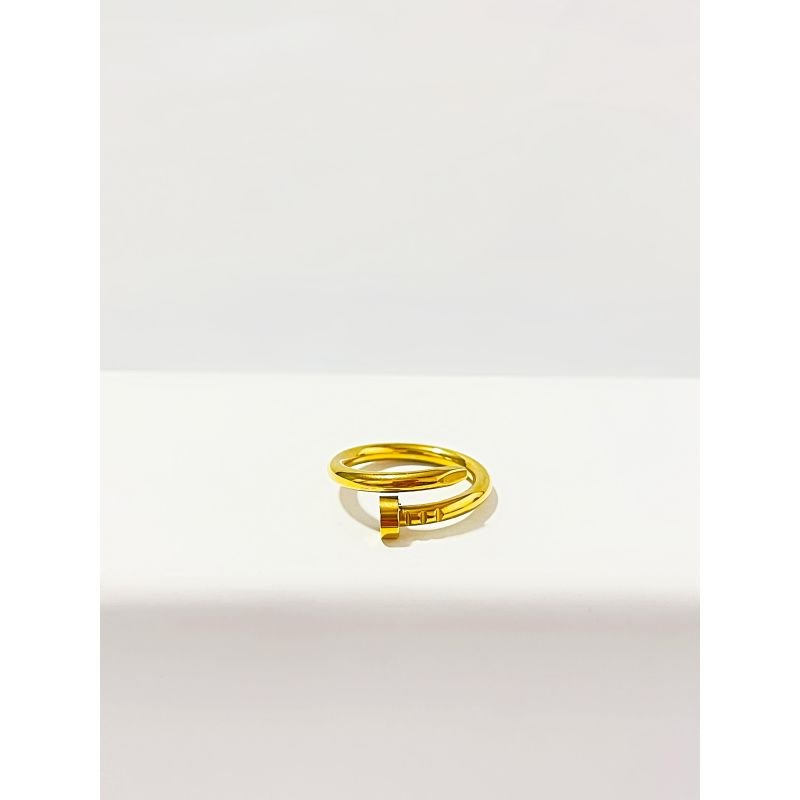 Anel prego grosso banhado a ouro 18k