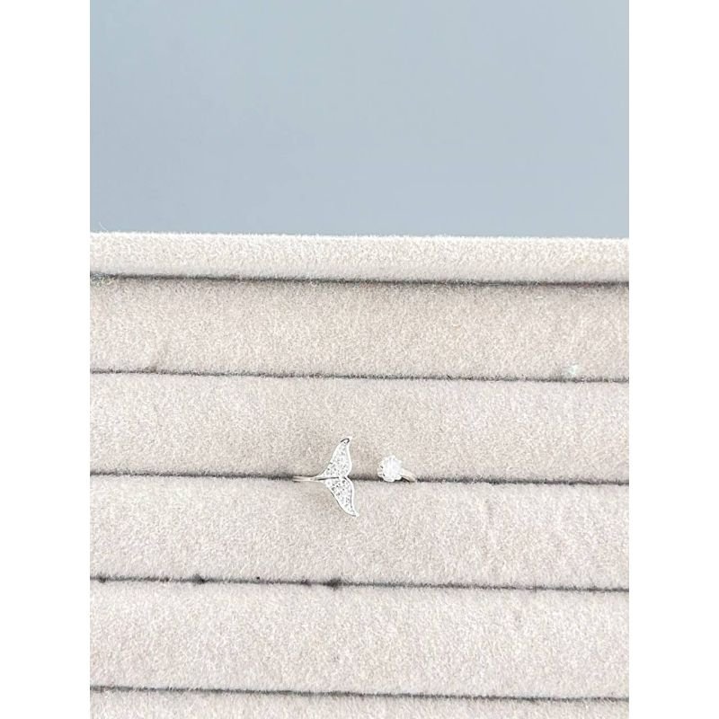 Anel regulável calda sereia cravejado em prata 925