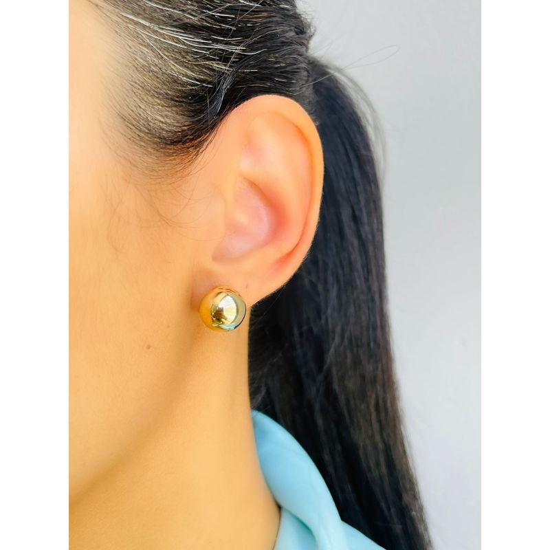 Brinco bolinha grande banhada em ouro 18k
