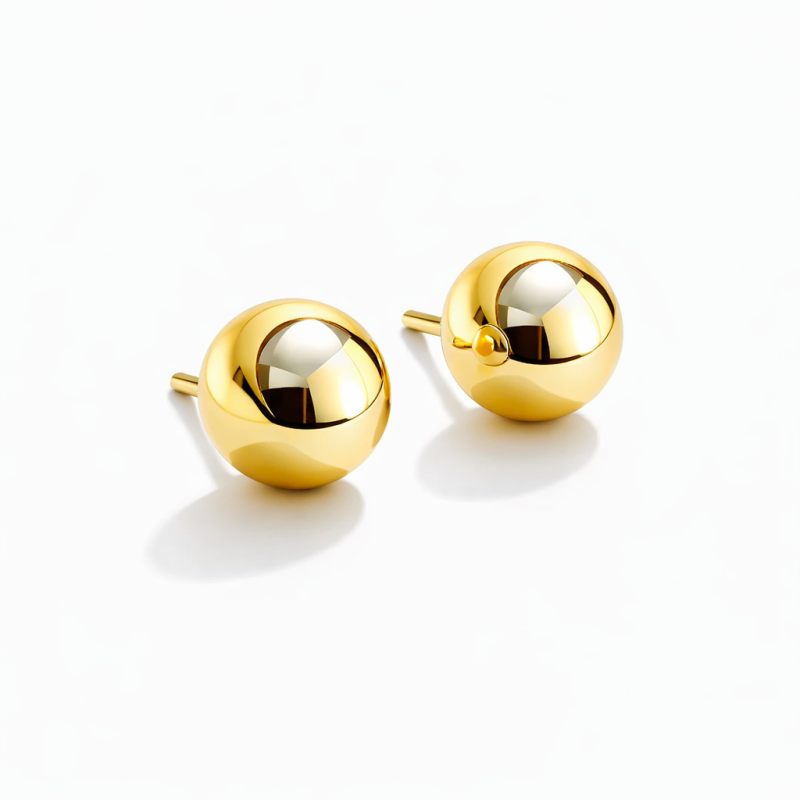 Brinco bolinha grande banhada em ouro 18k