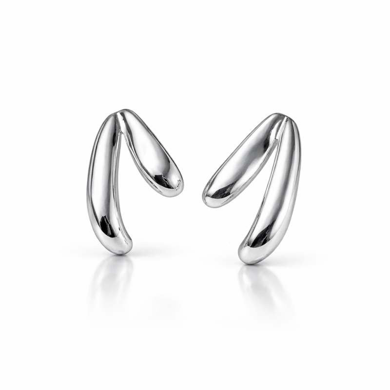 Brinco com dois fios vertical banhado em prata