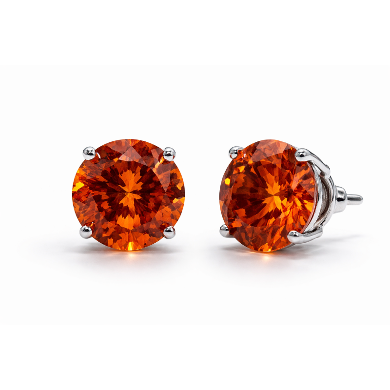 Brinco zircônia na cor aperol 12MM em prata 925