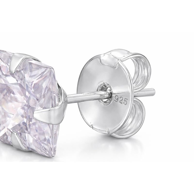 Brinco zircônia quadrada média 7mm em prata 925