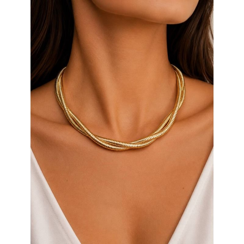 Choker Fita Dupla Banhada em Ouro 18k