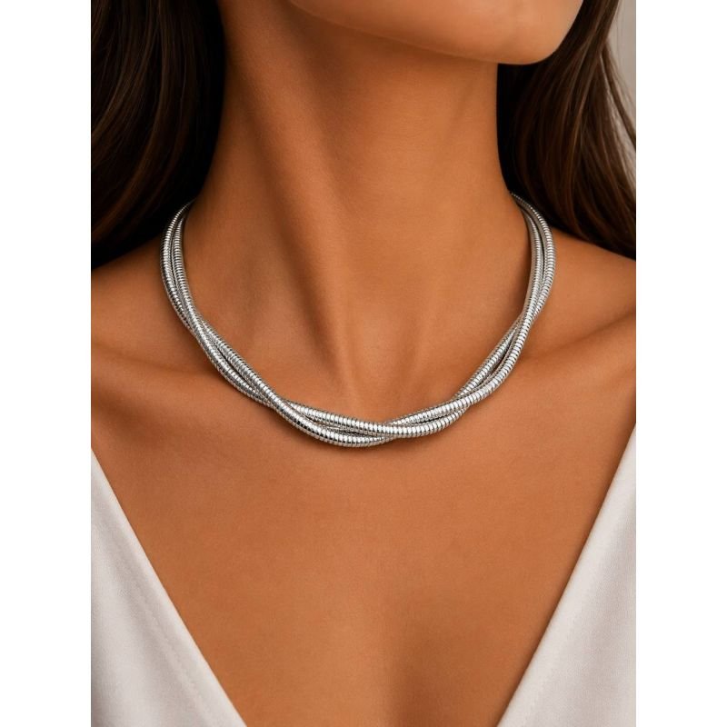 Choker Fita Dupla Banhada em Prata