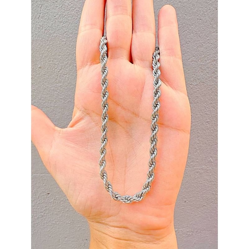 Colar cordão baiano fino banhado em prata