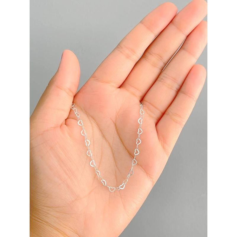 Colar de coração médio 40cm em prata 925