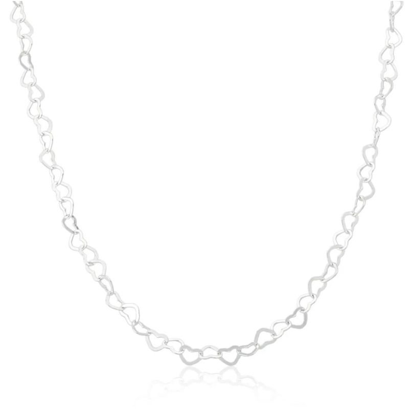 Colar de coração médio 40cm em prata 925