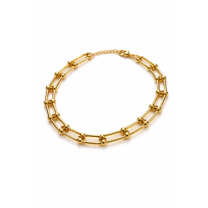 Colar de elos largos banhado em ouro 18k
