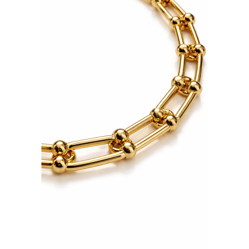 Colar de elos largos banhado em ouro 18k