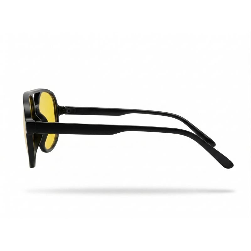Óculos de Sol Aviador Lente Amarela Night Vision Preto