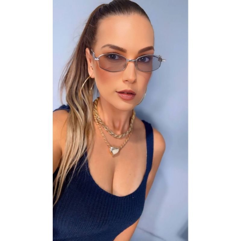 Óculos de sol de acetato com armação prata