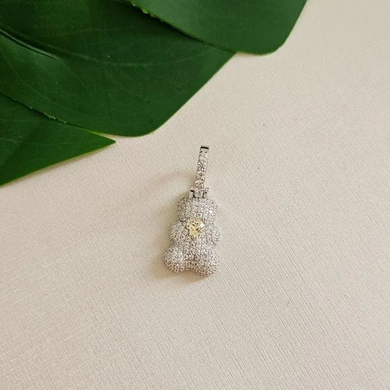 Pingente urso cravejado cristal e Yellow fancy em prata 925