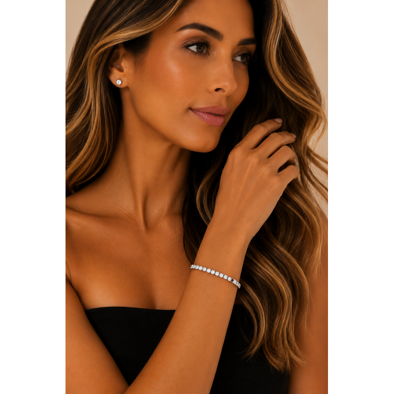 Pulseira Moissanite riviera 4,0MM 12.6ct* em prata 925