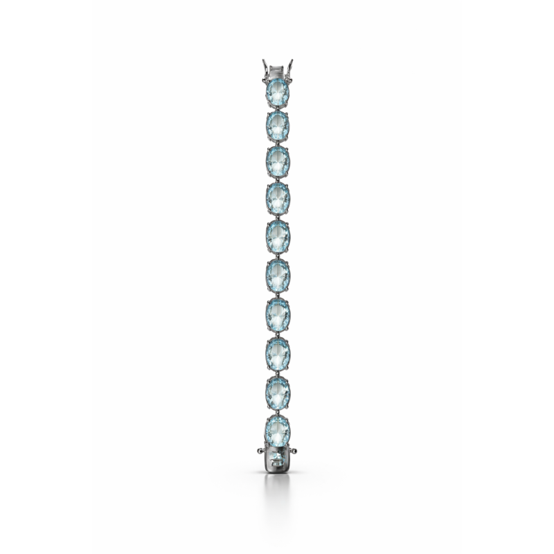 Pulseira riviera oval cor Sky Blue 10x7MM em prata 925