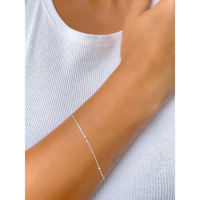 Pulseira veneziana com bolinhas pequenas em prata 925